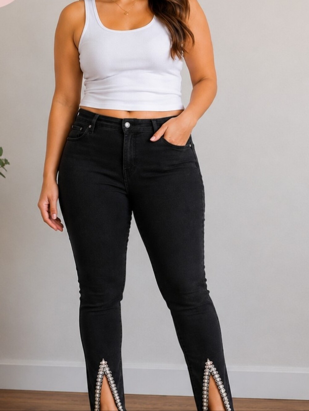 🖤 Celebrity Pink Black Mid-Rise Ankle Skinny Jeans – Size 13 🌿
